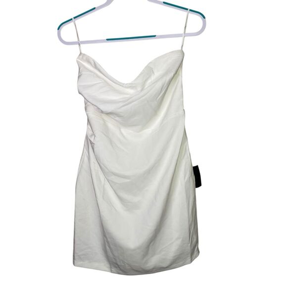 Lulus Mini Dress Womens M White Strapless Bodycon Ruched Sexy Festive Occasion - Picture 4 of 14